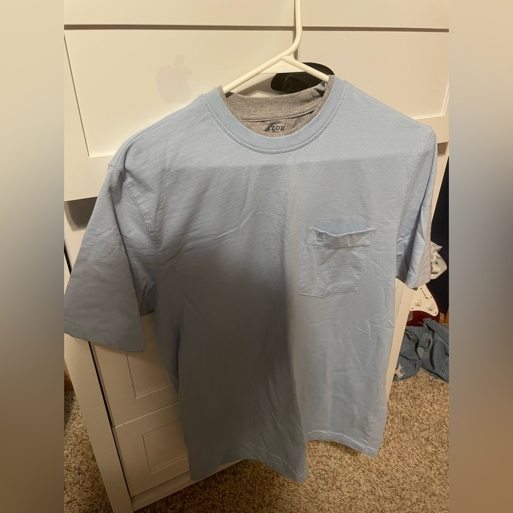 Izod Saltwater Tee, Blue and Gray, Two in One, Large, Comfortable